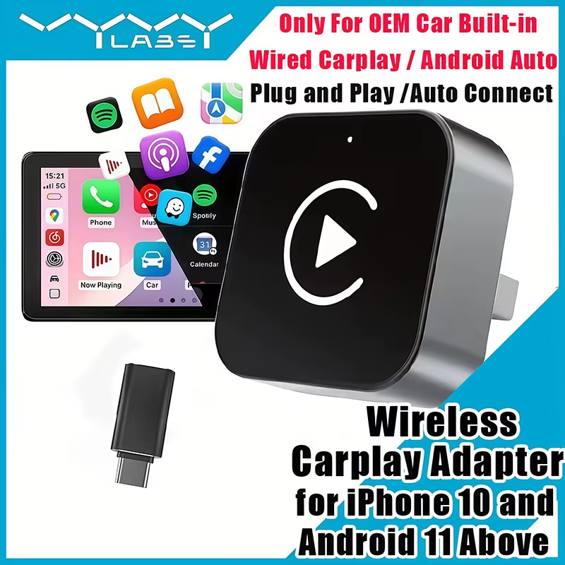 Tech Accessories Phone - 2-in-1 draadloze CarPlay-adapter Plug-and-Play voor iPhone