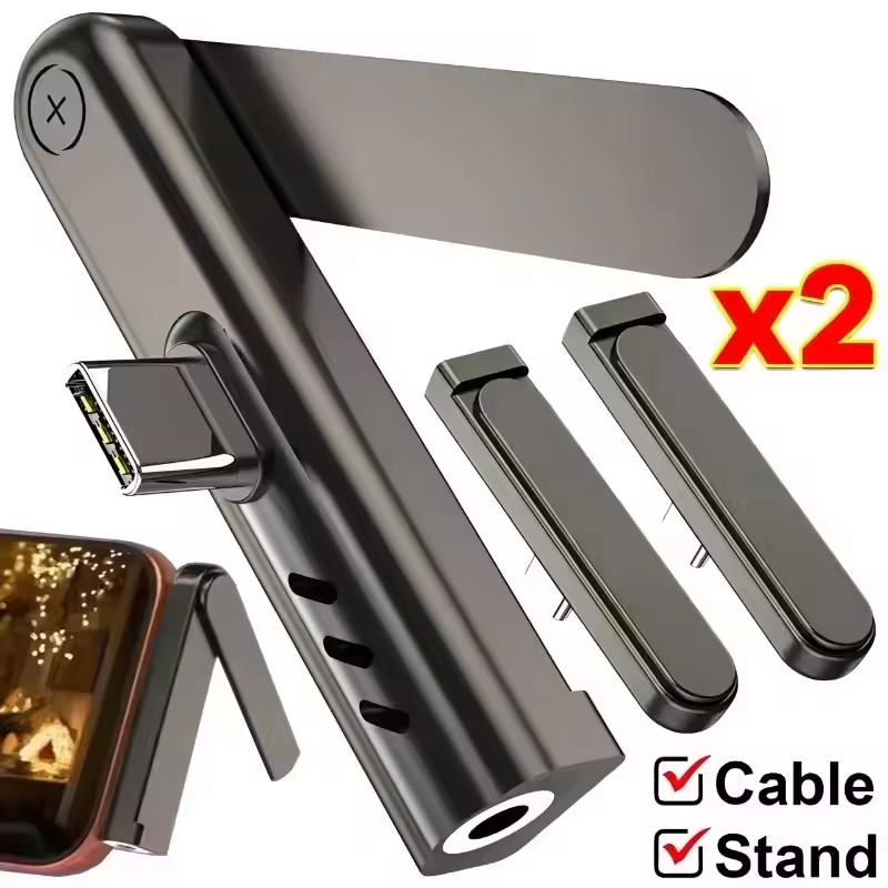 Phone Stand Aluminum - 2/1PCS Draagbare USB C Naar 3.5mm