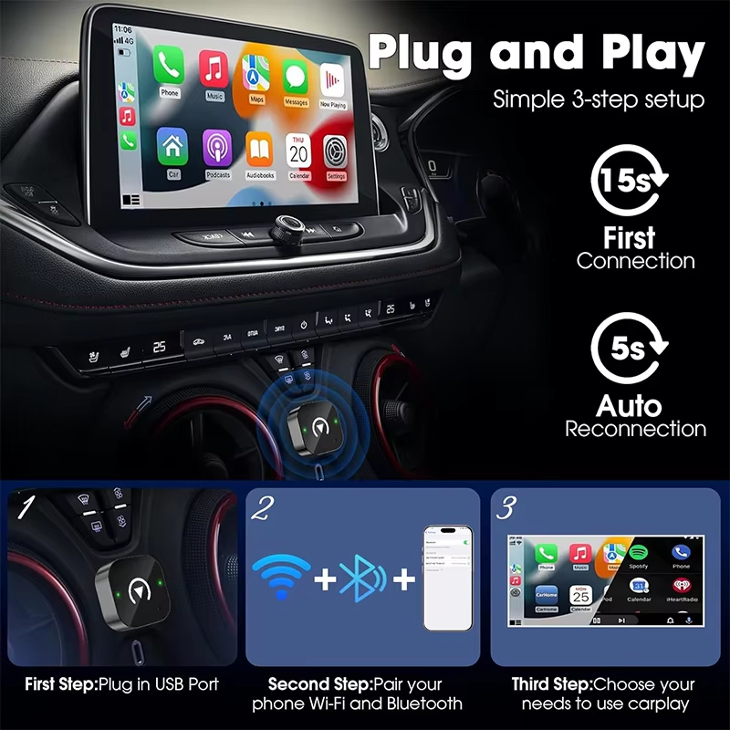 2-in-1 draadloze CarPlay-adapt - Tech Accessories Phone recensie en prijs