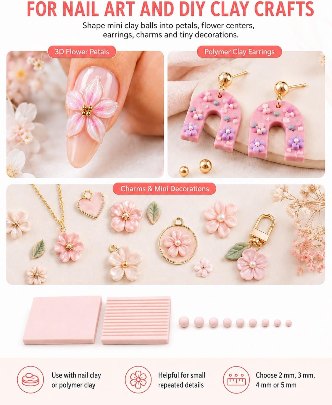 4-delige 3D-print klei gelball - Nail Tech Accessories recensie en prijs